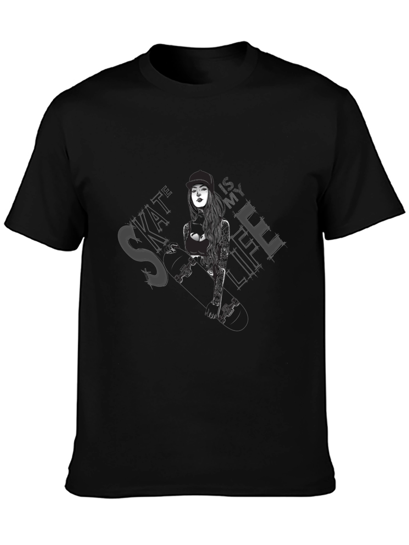 Skate Life Graphic Tee - Black Cotton