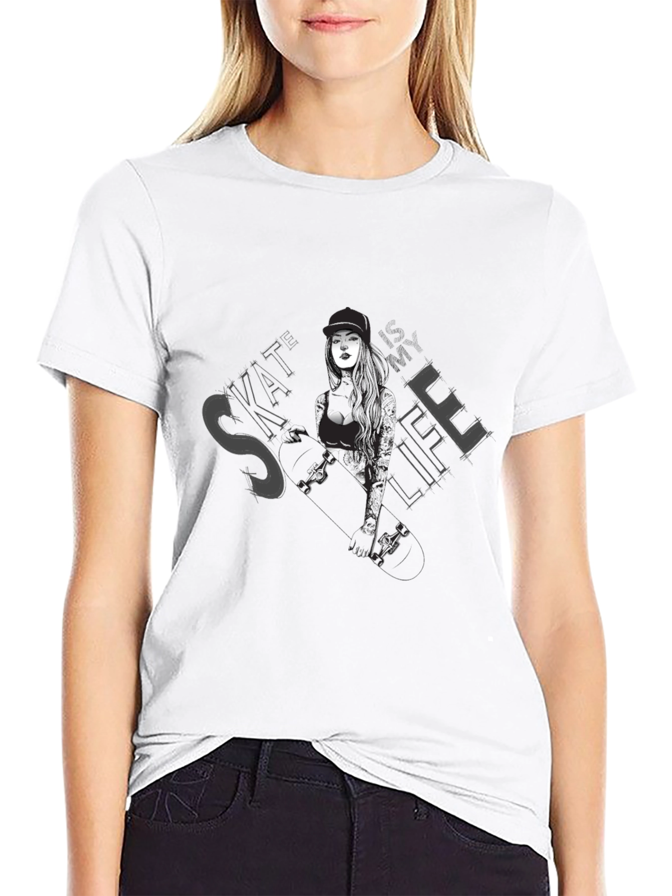 Skate Life Graphic Tee - Black Cotton