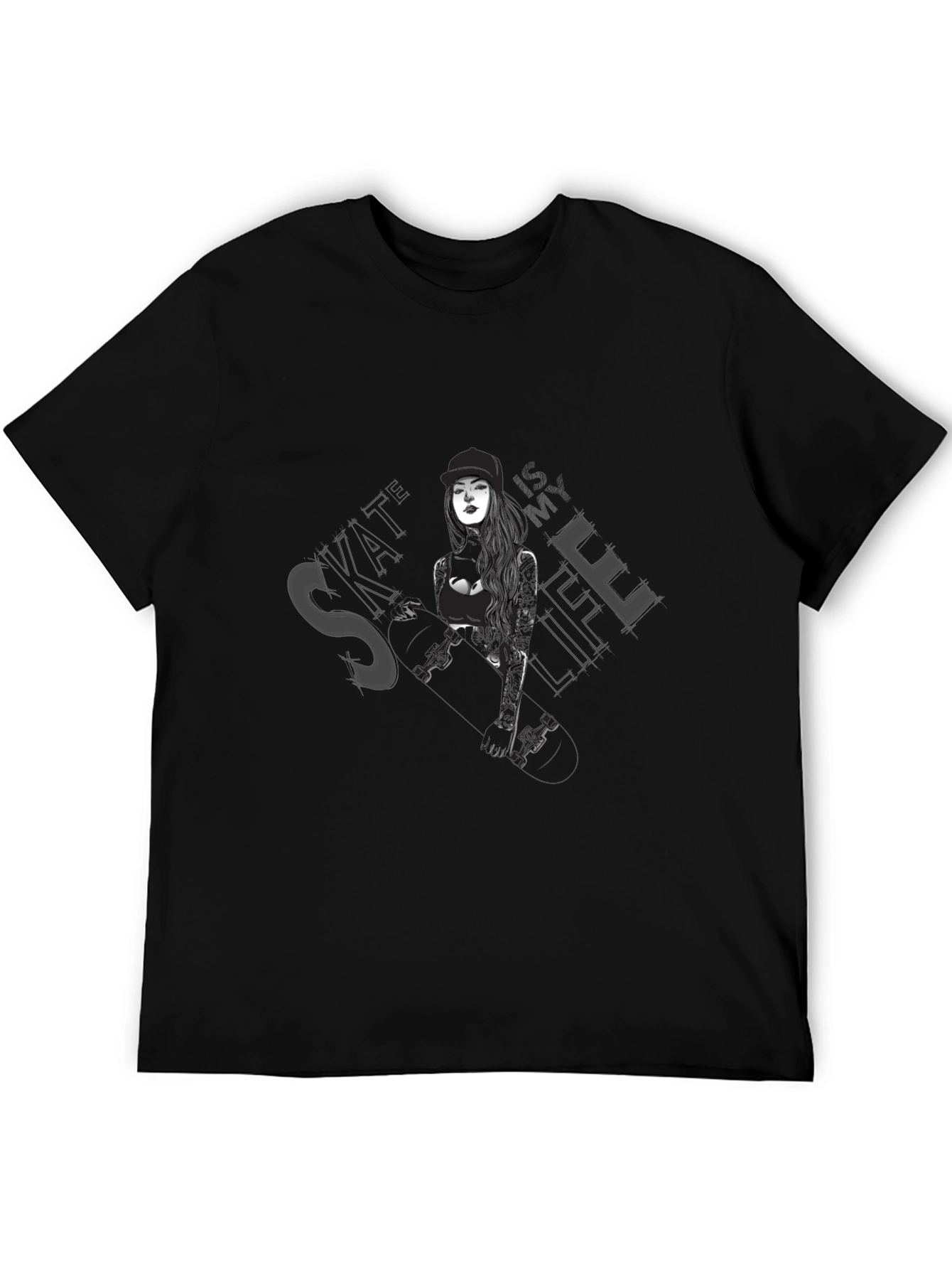 Skate Life Graphic Tee - Black Cotton