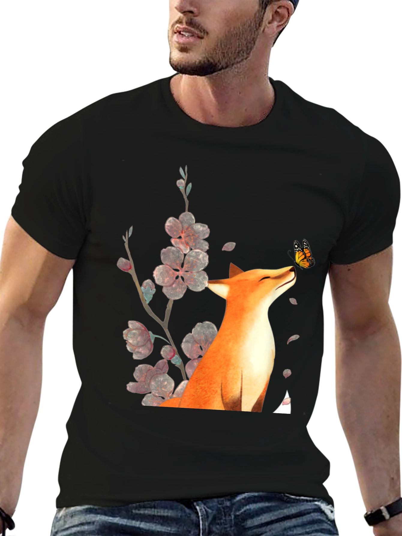 Fox and Butterfly Graphic Tee