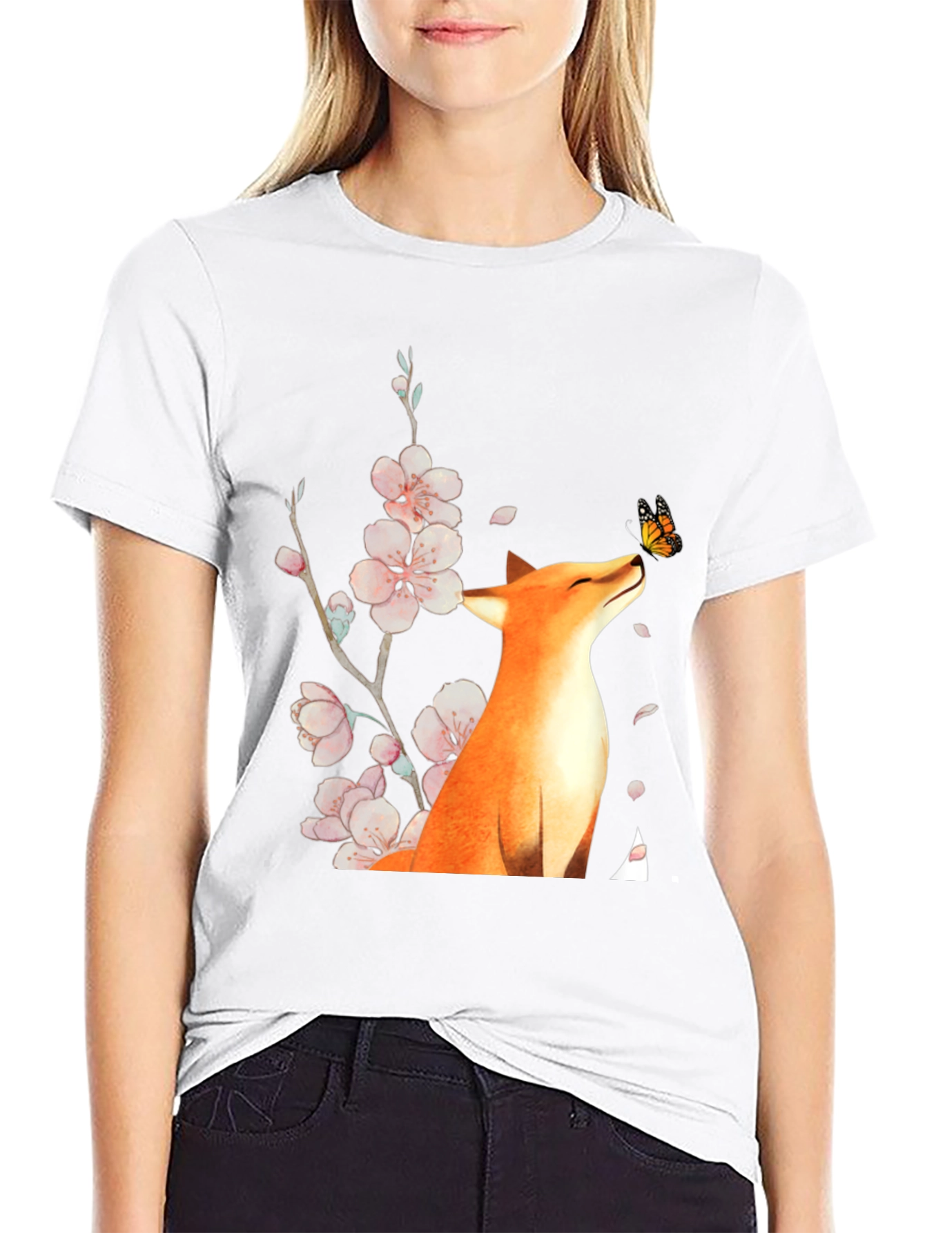 Fox and Butterfly Graphic Tee