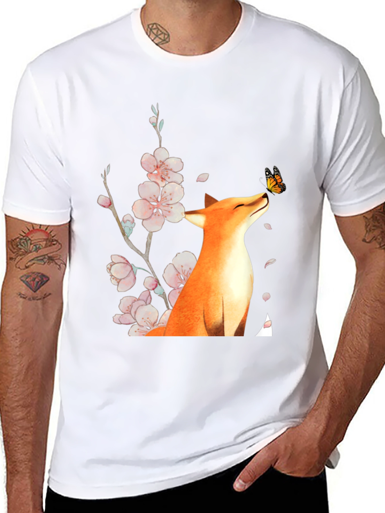 Fox and Butterfly Graphic Tee