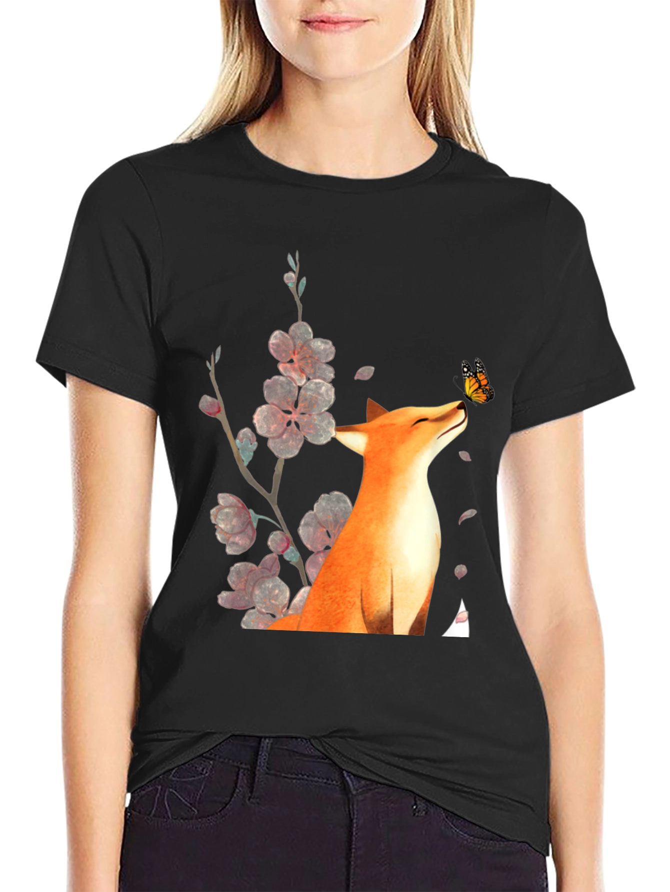 Fox and Butterfly Graphic Tee