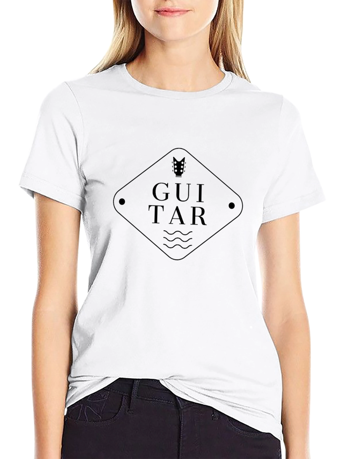 Guitar Graphic Tee - Black Cotton Blend