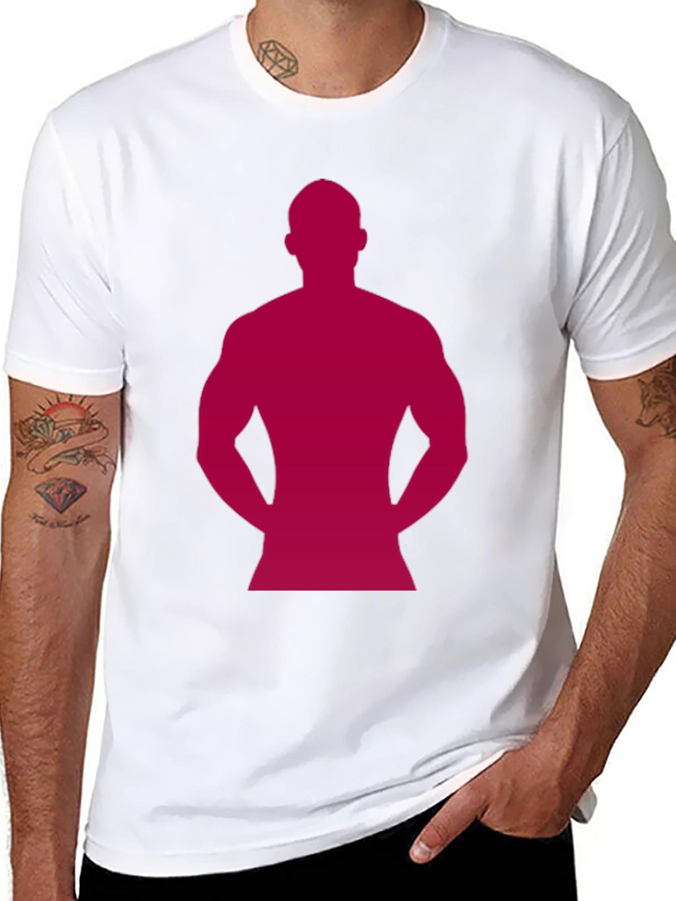 Muscle Man Silhouette T-Shirt - Black