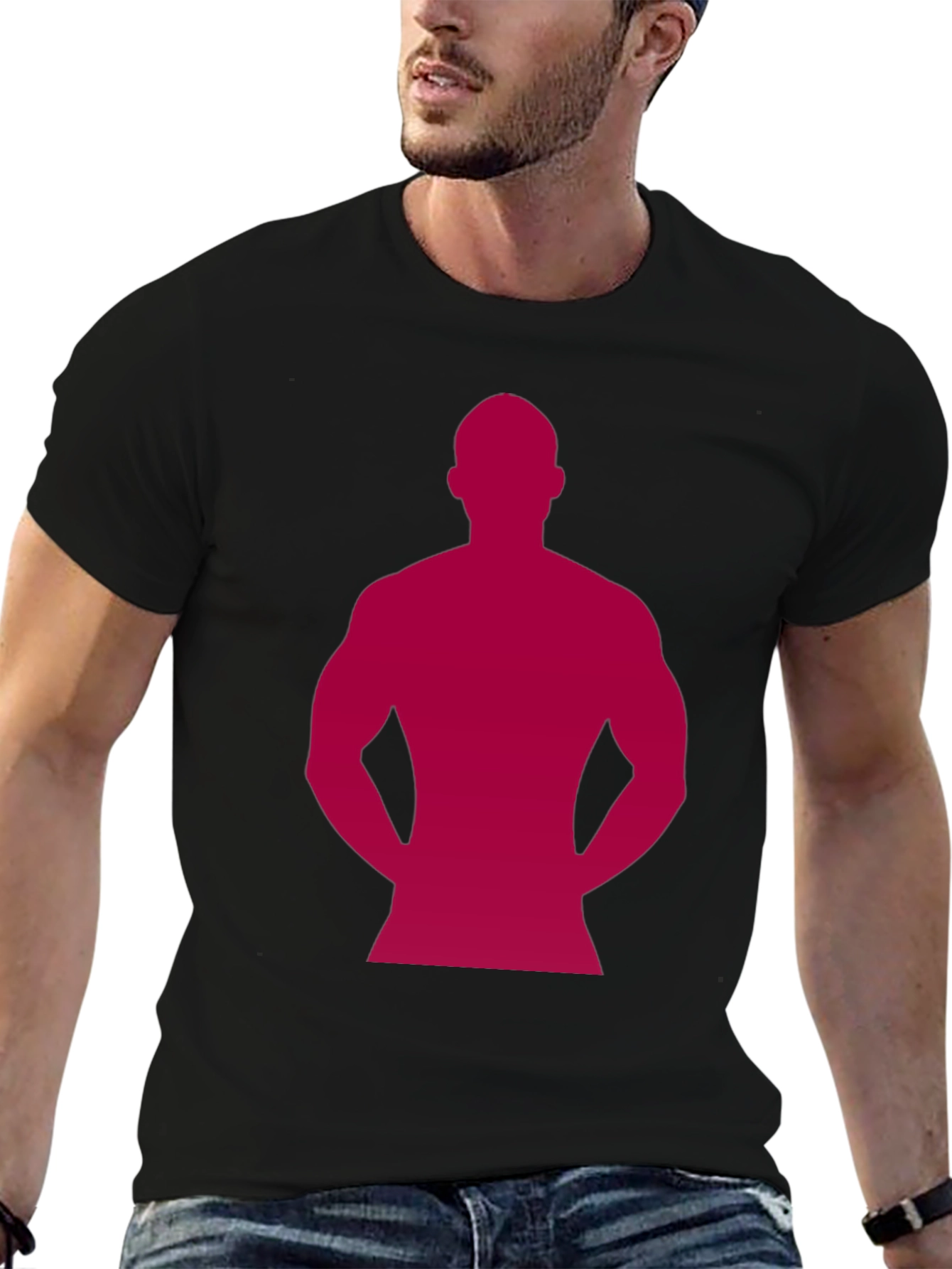 Muscle Man Silhouette T-Shirt - Black
