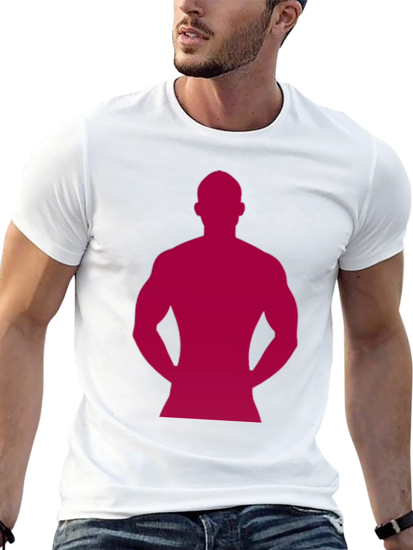 Muscle Man Silhouette T-Shirt - Black