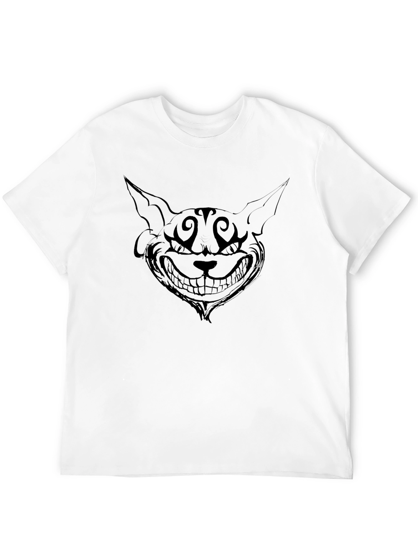 Grinning Cat Graphic Tee - Mens Black T-Shirt