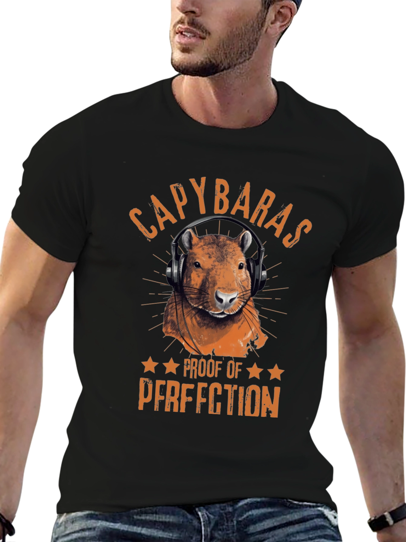 Capybaras Proof of Perfection Black T-Shirt