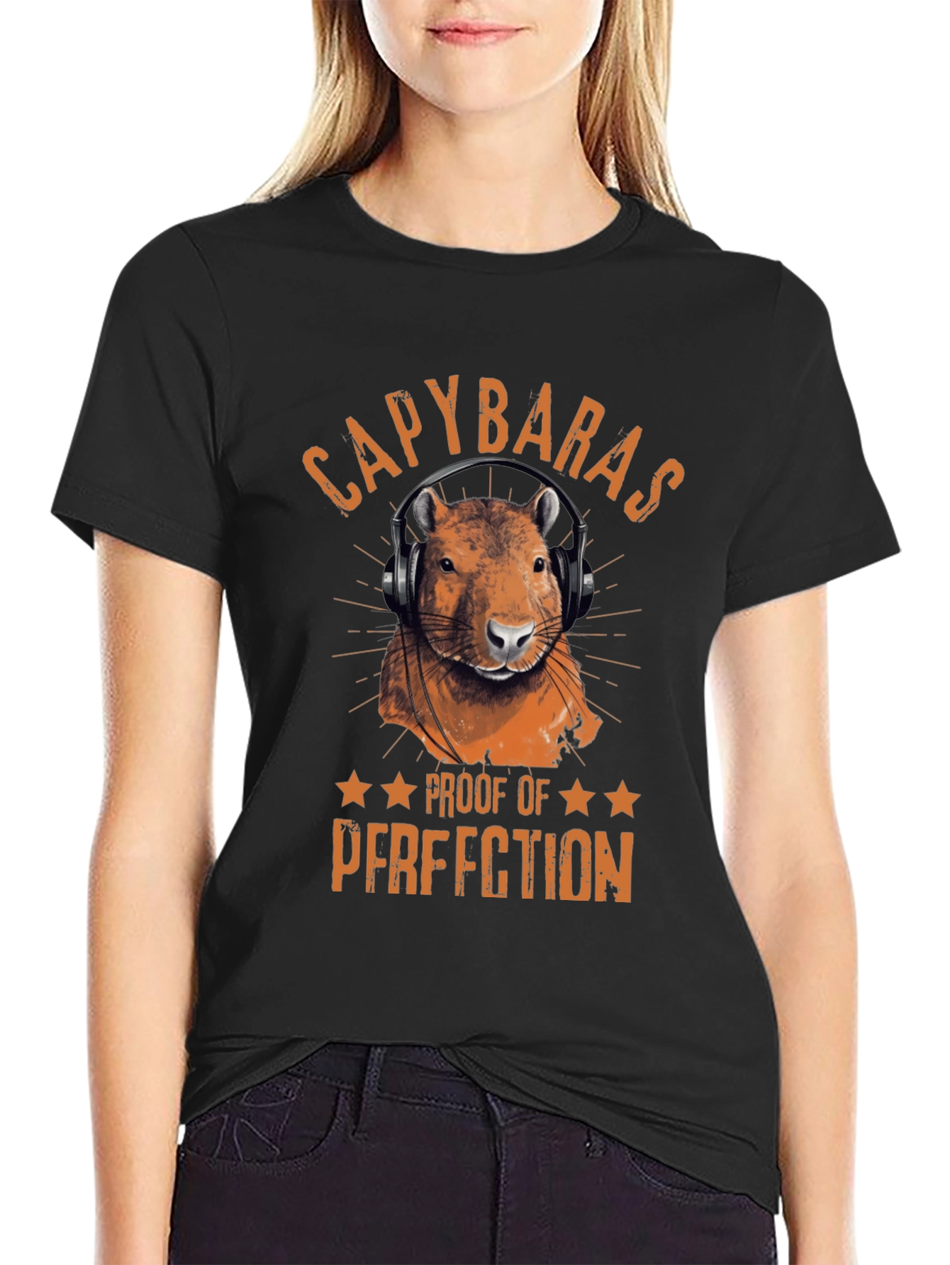 Capybaras Proof of Perfection Black T-Shirt
