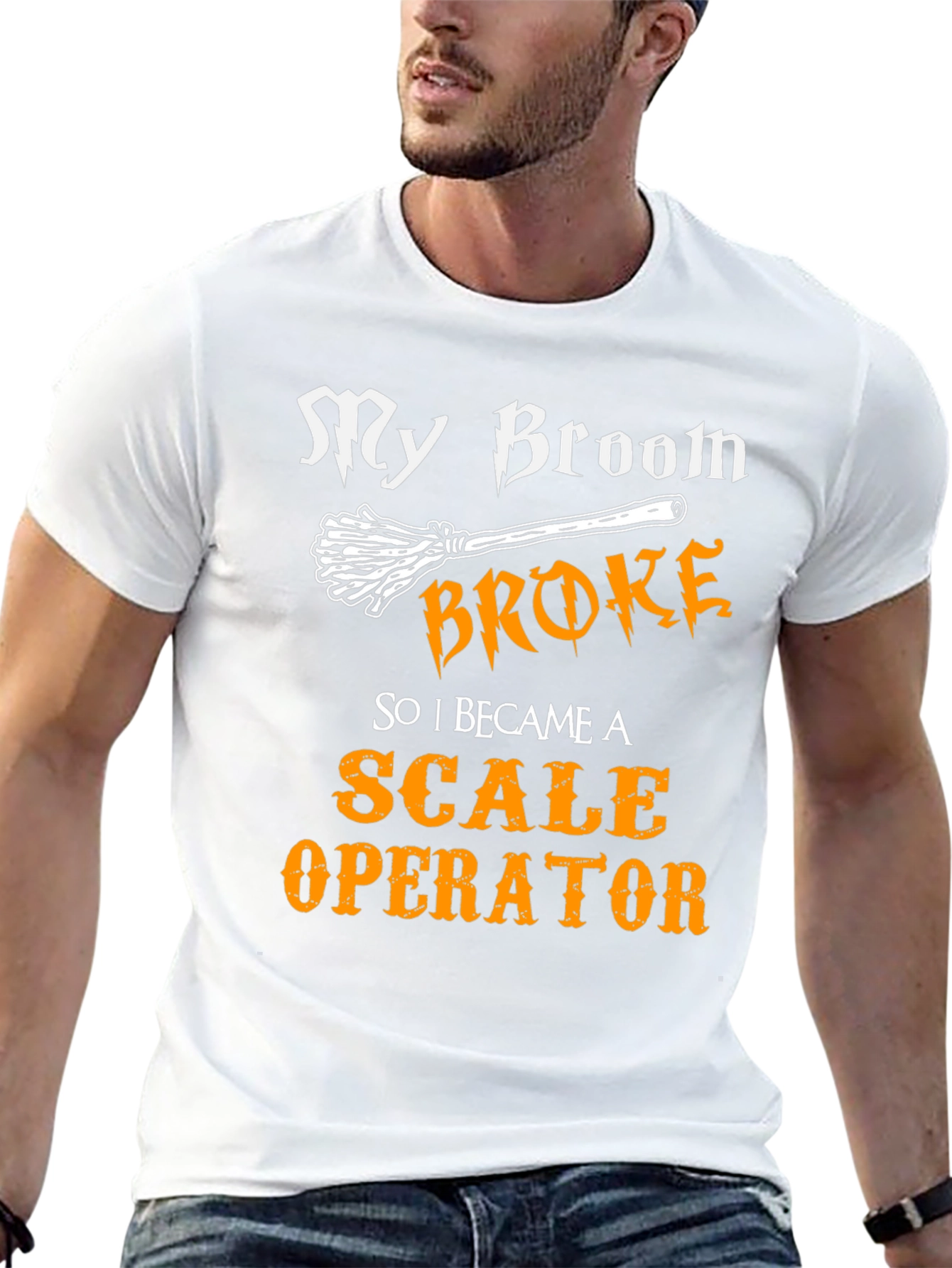Funny Scale Operator T-Shirt My Broom Broke