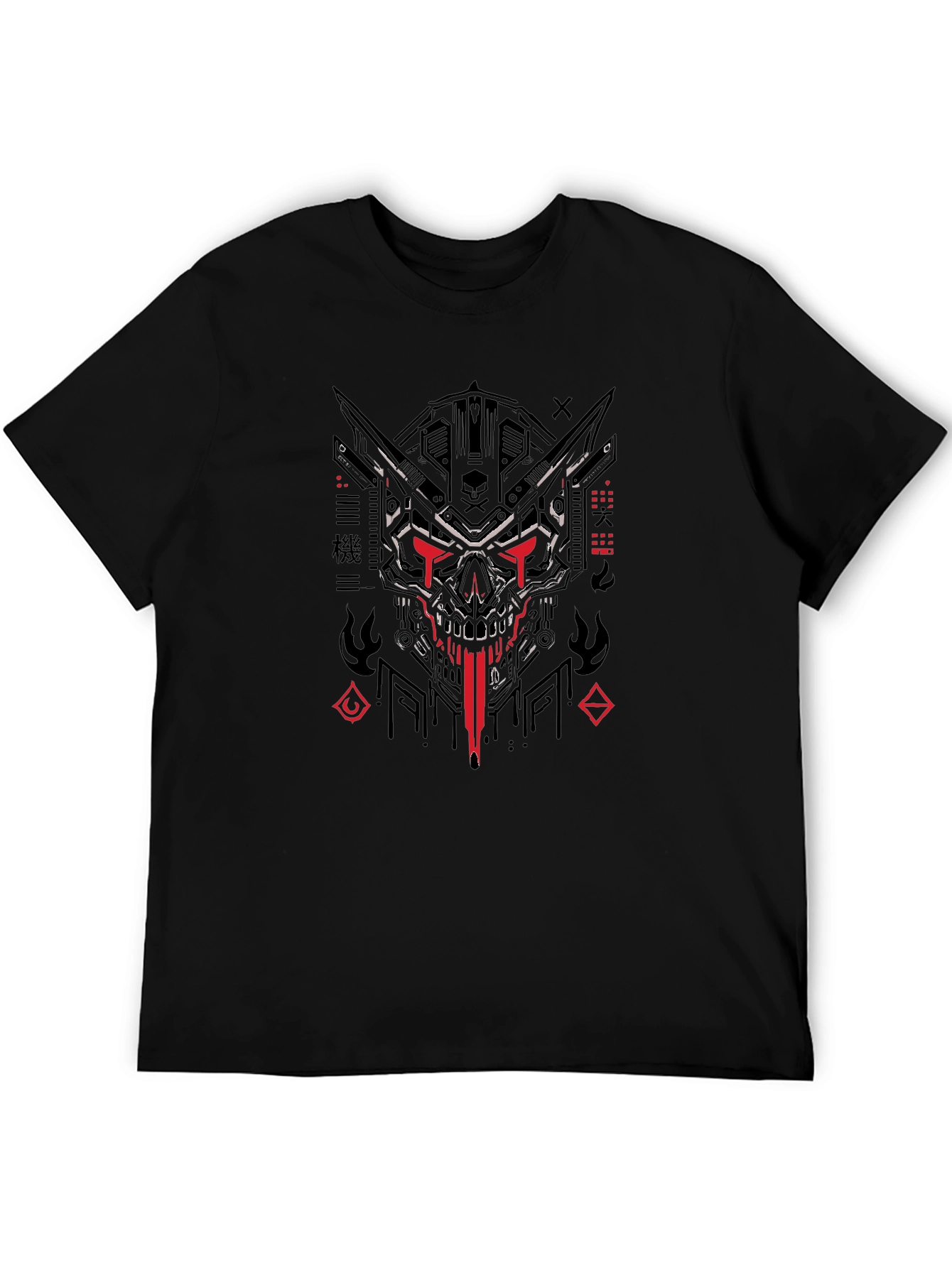 Cyberpunk Skull Graphic Black T-Shirt