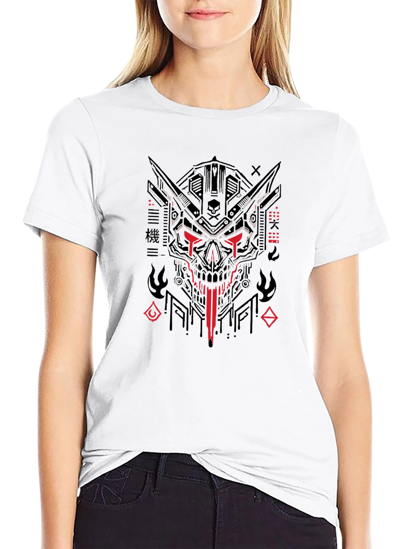 Cyberpunk Skull Graphic Black T-Shirt