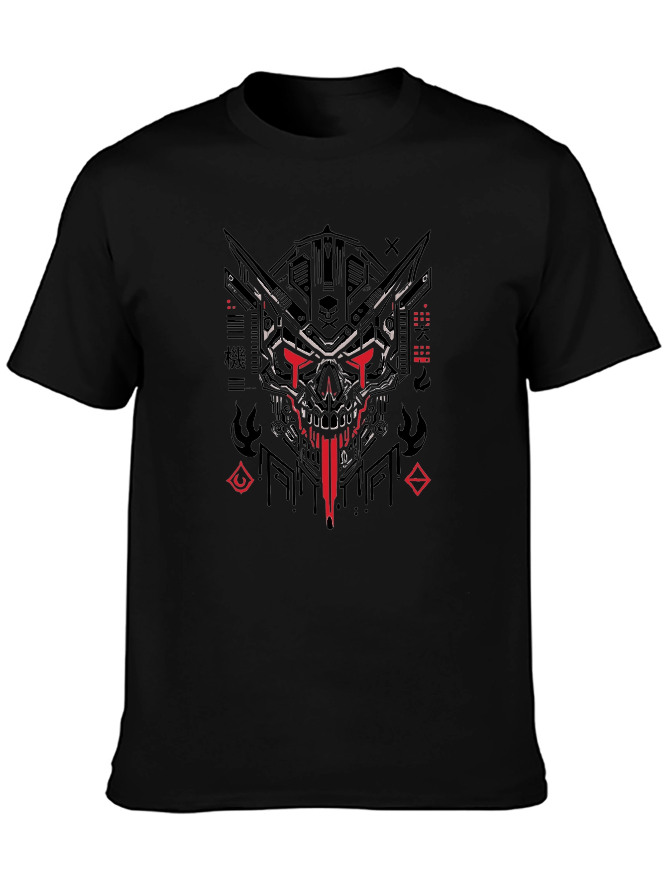 Cyberpunk Skull Graphic Black T-Shirt