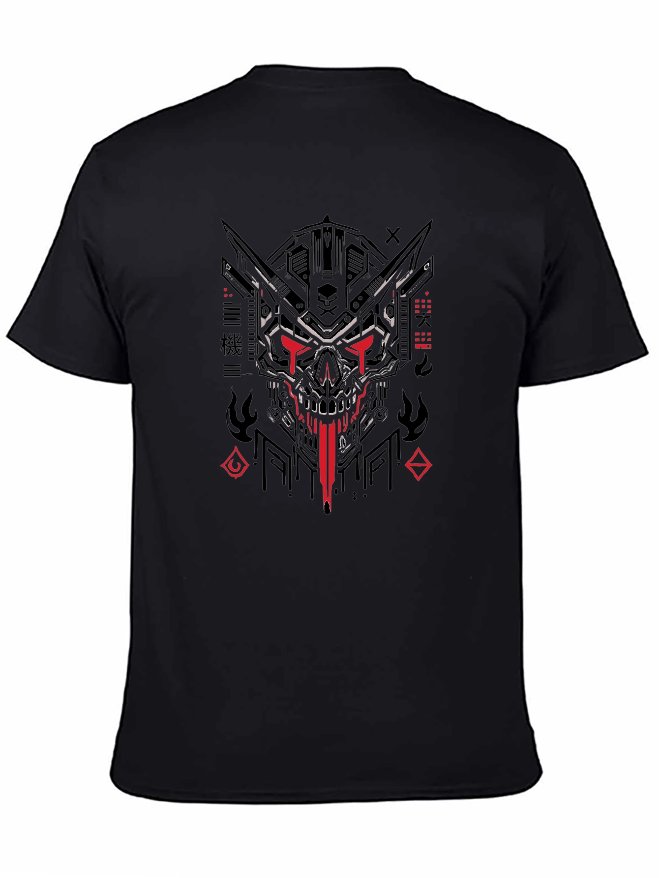 Cyberpunk Skull Graphic Black T-Shirt