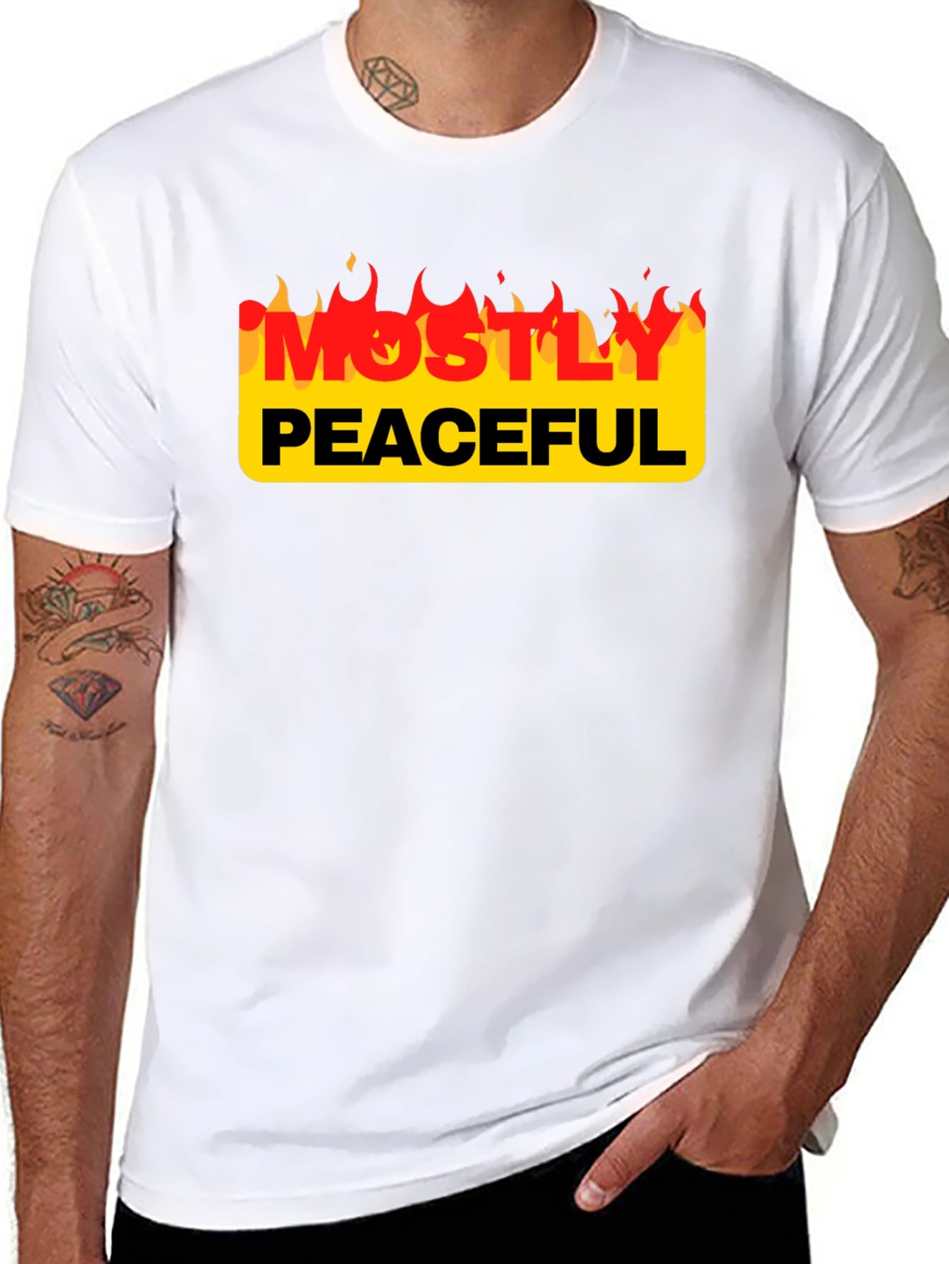 Mostly Peaceful Tee - Protest Slogan T-Shirt