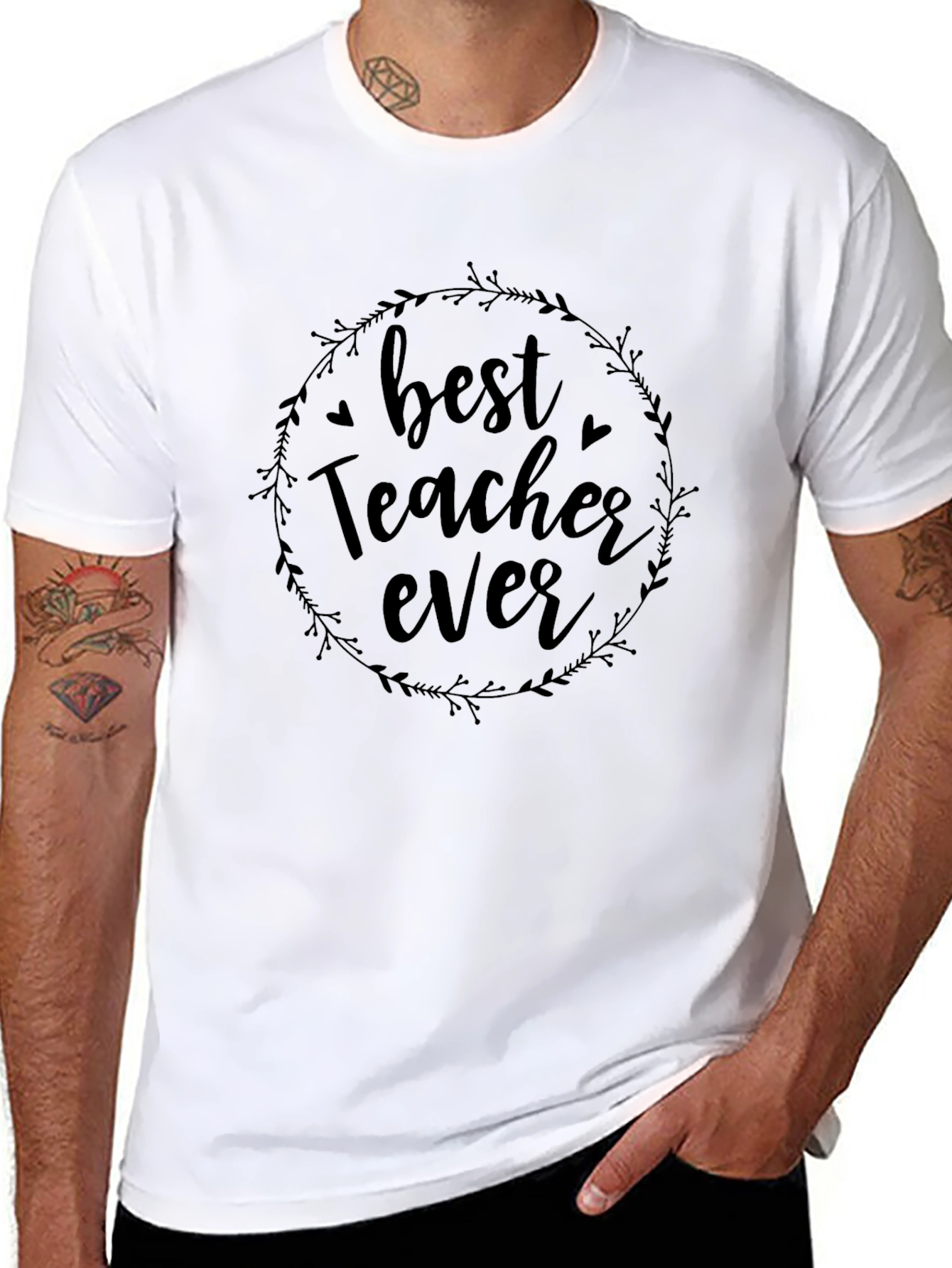 Best Teacher Ever Black Graphic T-Shirt