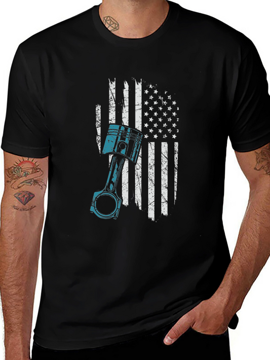 American Flag Piston Graphic T-Shirt
