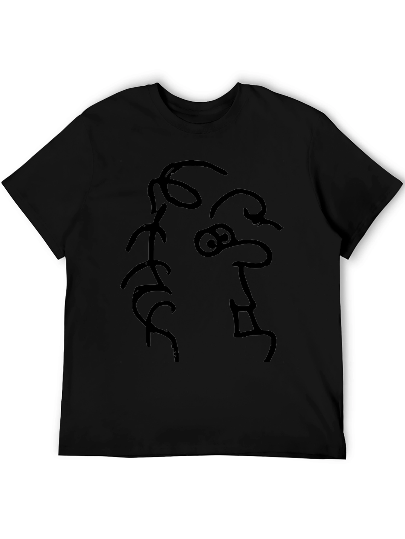 Abstract Face Graphic Tee - Black