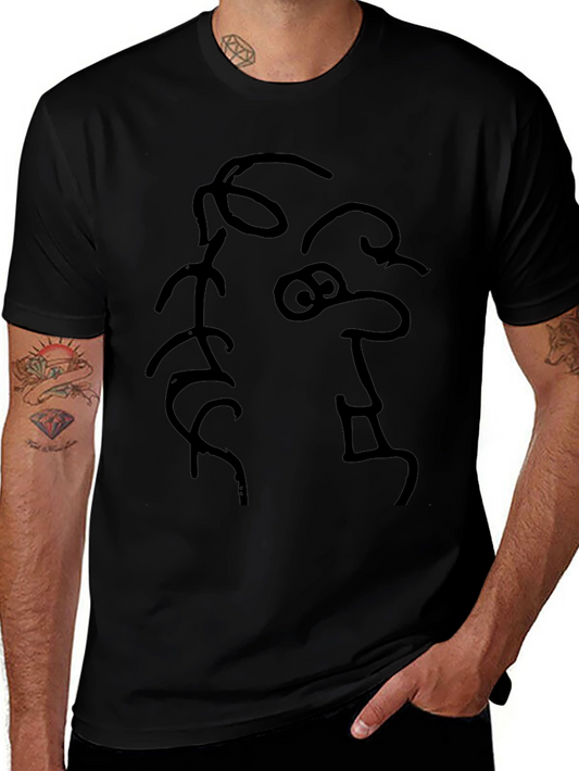 Abstract Face Graphic Tee - Black