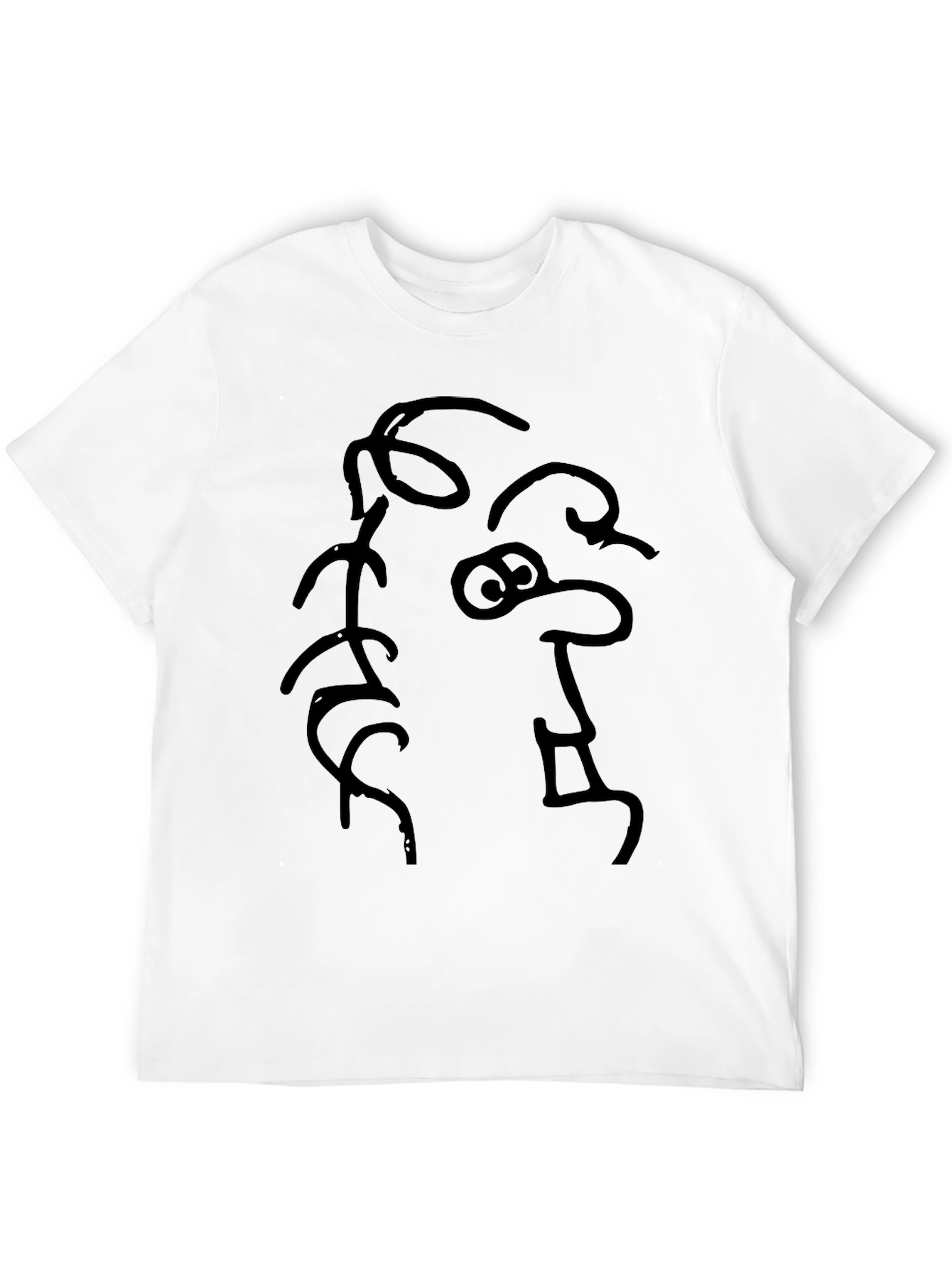Abstract Face Graphic Tee - Black