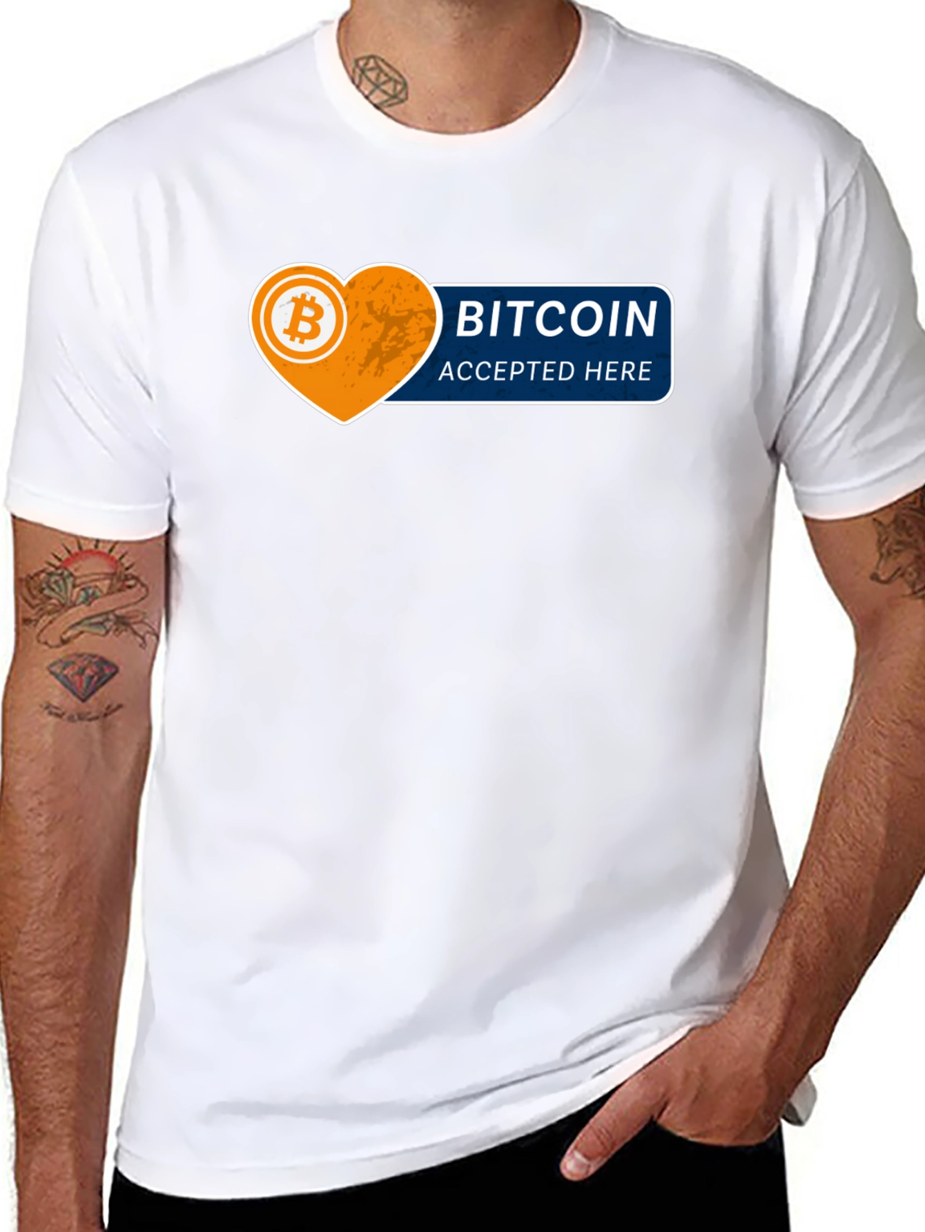 Bitcoin Accepted Here Graphic Tee - Black Cotton T-Shirt