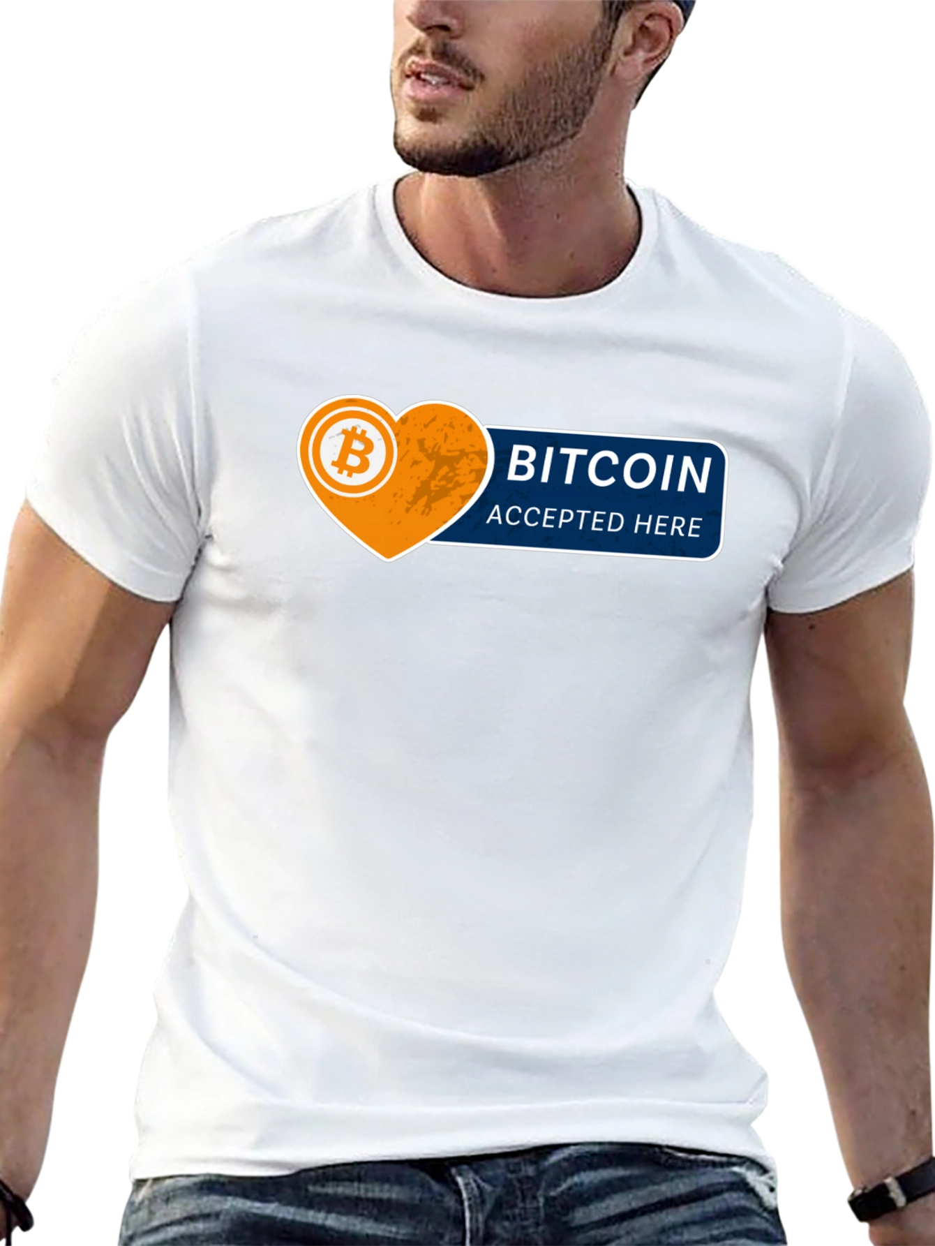 Bitcoin Accepted Here Graphic Tee - Black Cotton T-Shirt