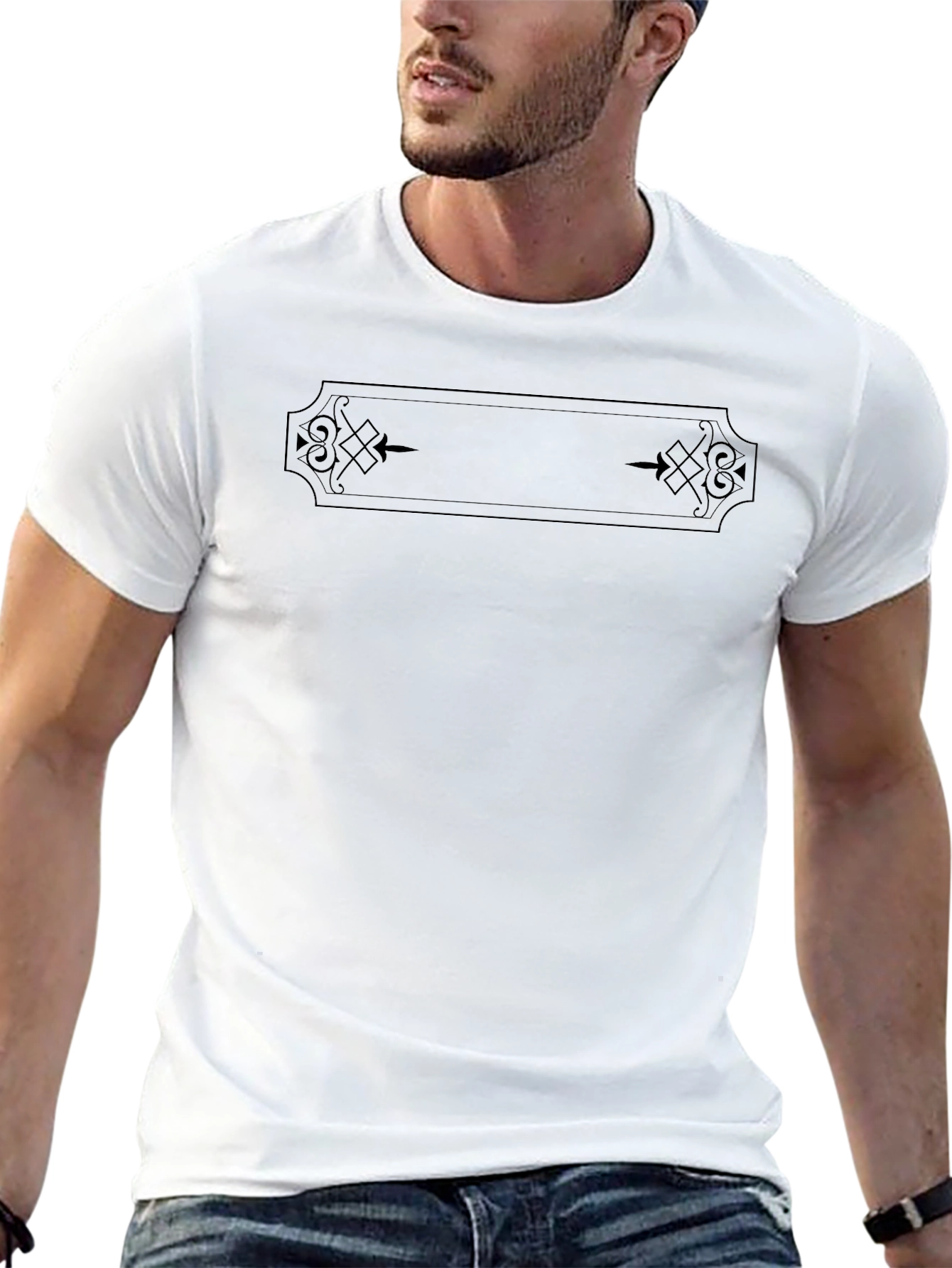 Black Graphic Tee - Ornamental Design