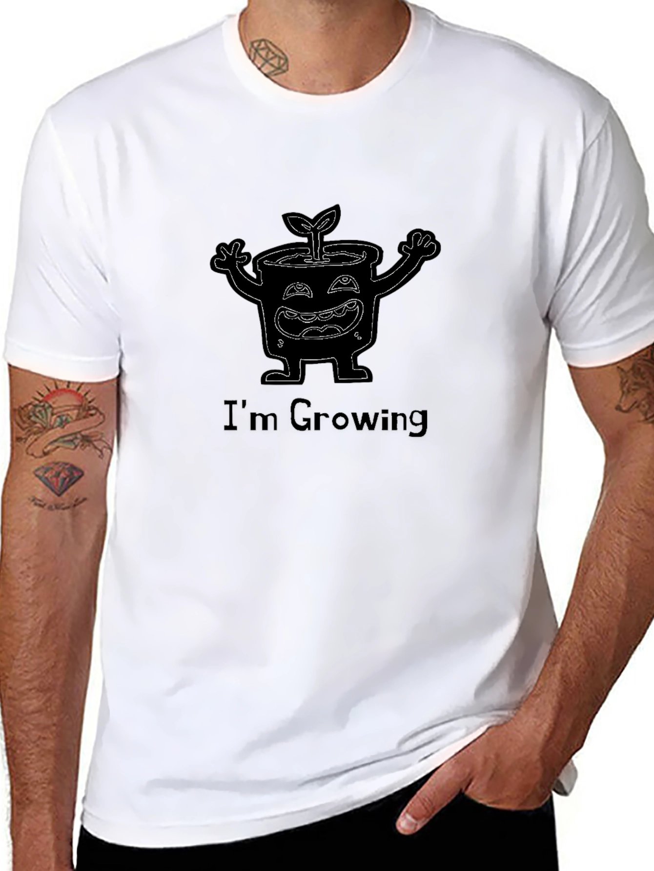 Growing Plant Graphic Black T-Shirt