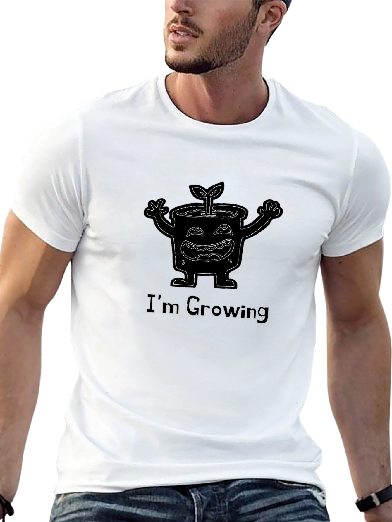 Growing Plant Graphic Black T-Shirt