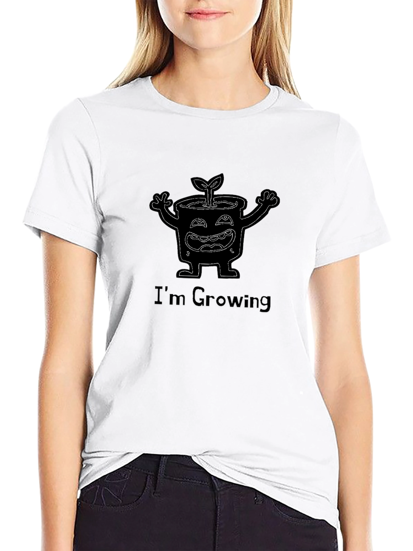 Growing Plant Graphic Black T-Shirt