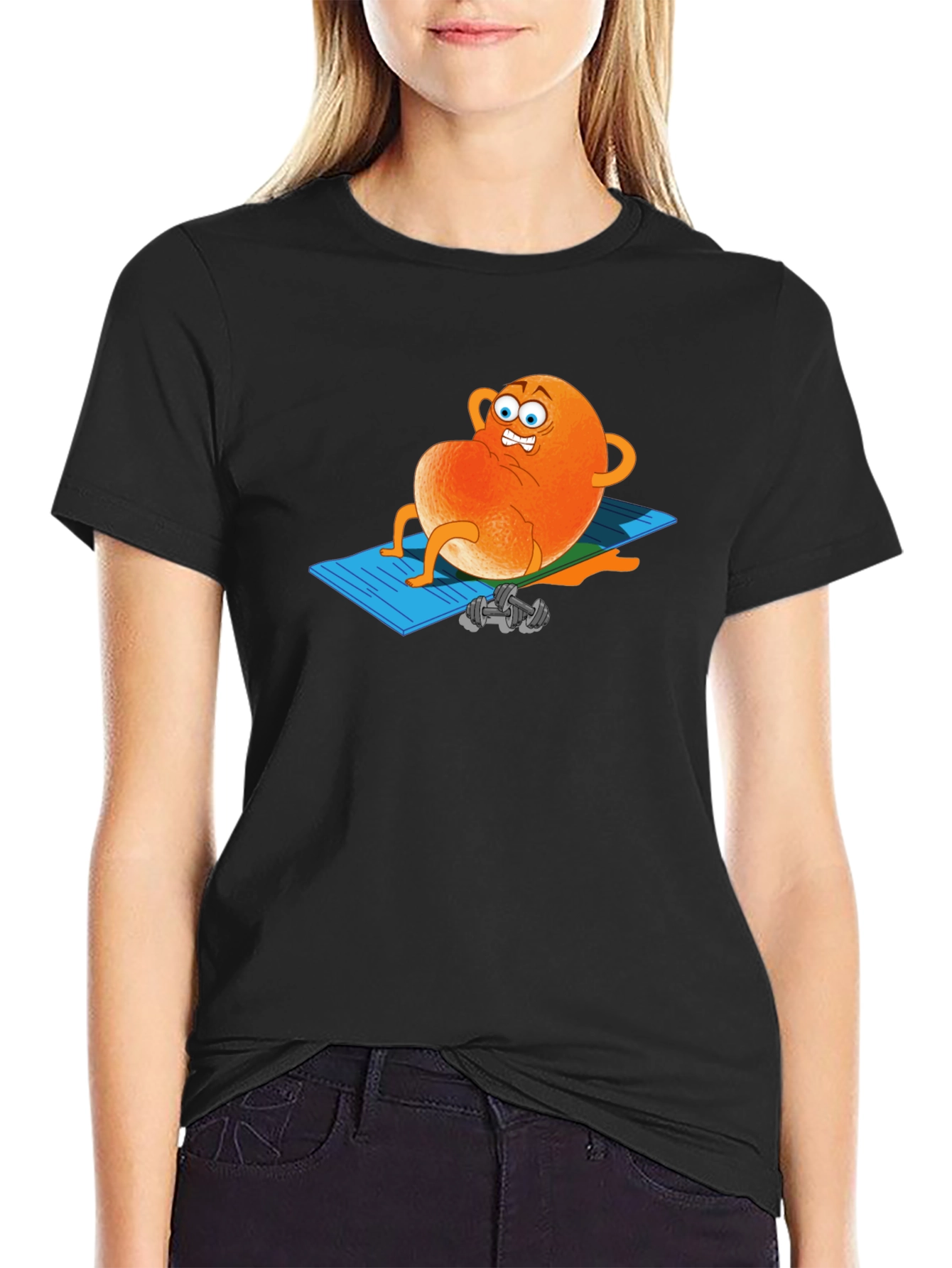 Funny Orange Cartoon Gym T-Shirt