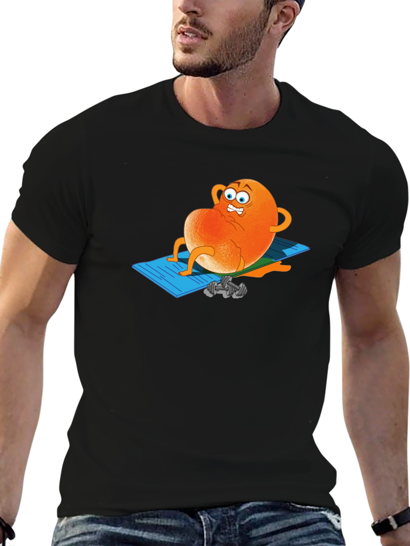 Funny Orange Cartoon Gym T-Shirt