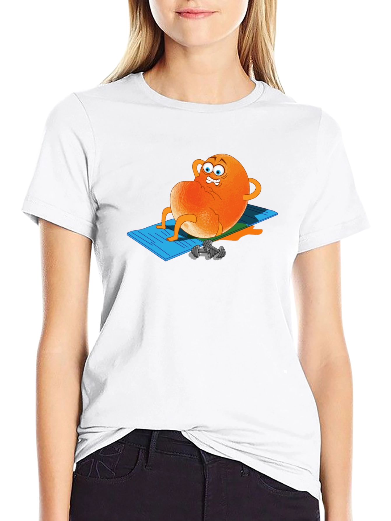 Funny Orange Cartoon Gym T-Shirt