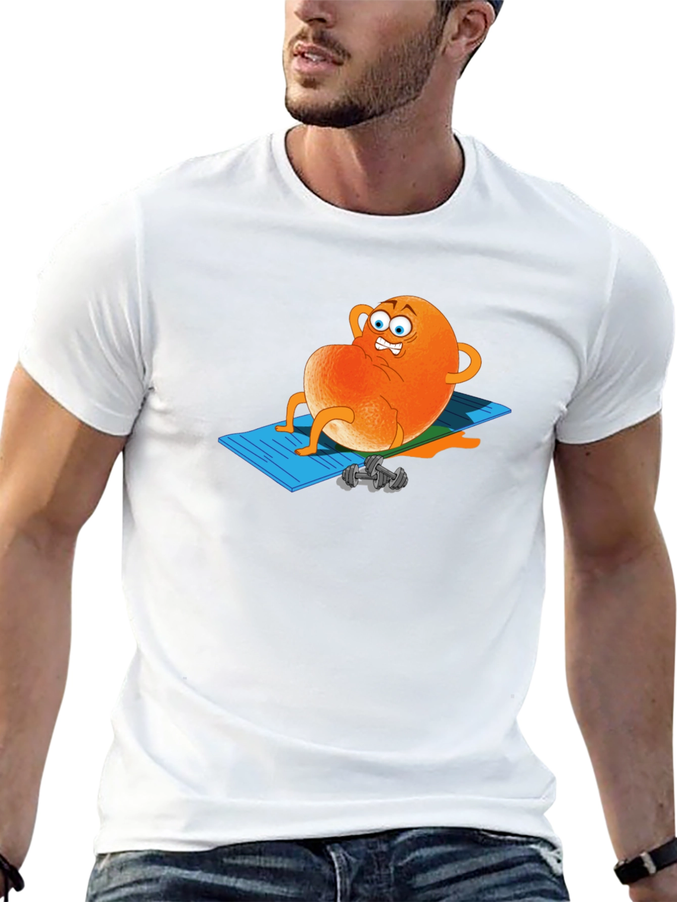 Funny Orange Cartoon Gym T-Shirt
