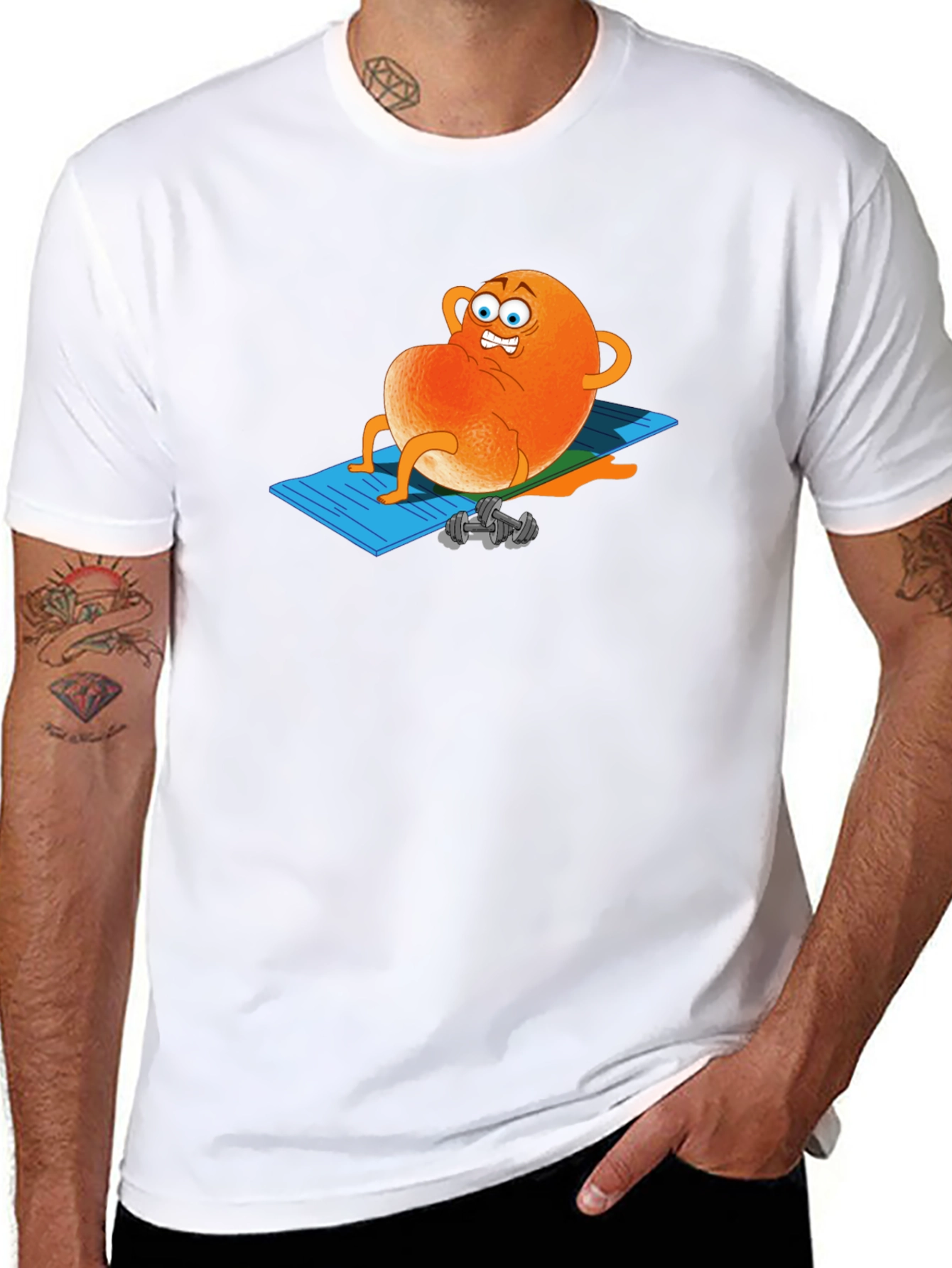 Funny Orange Cartoon Gym T-Shirt