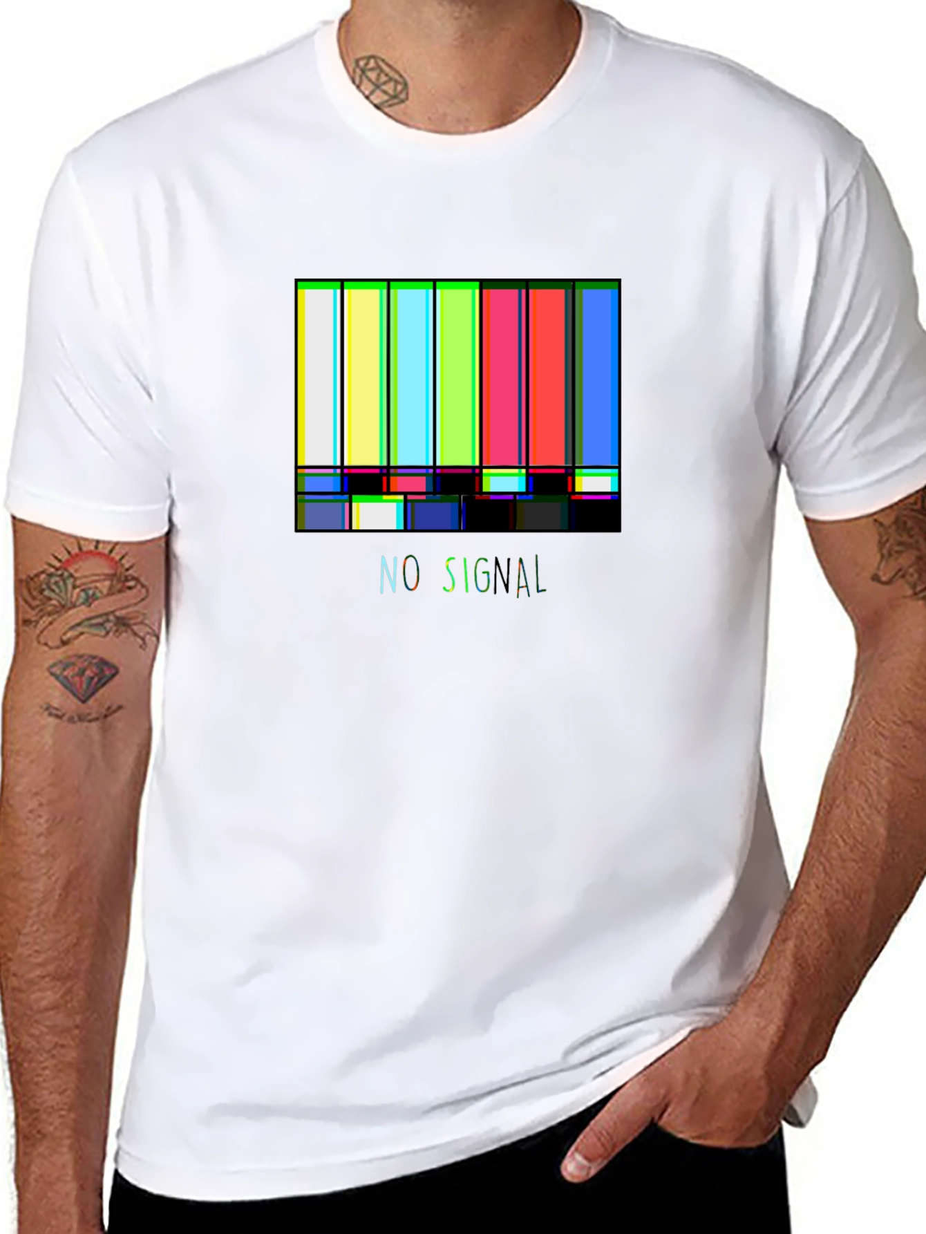 No Signal Retro TV Test Pattern Graphic Tee