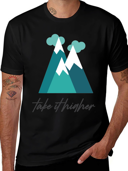 Take It Higher Mountain Tee - Black Graphic T-Shirt