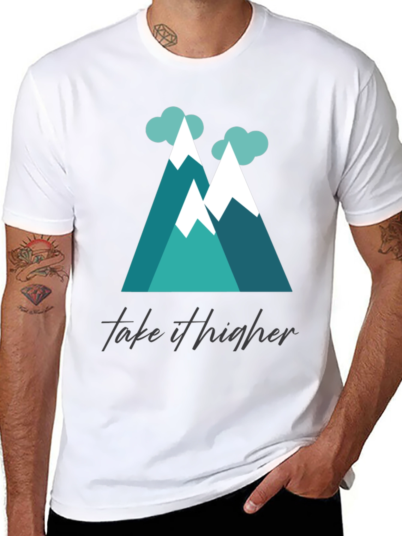 Take It Higher Mountain Tee - Black Graphic T-Shirt