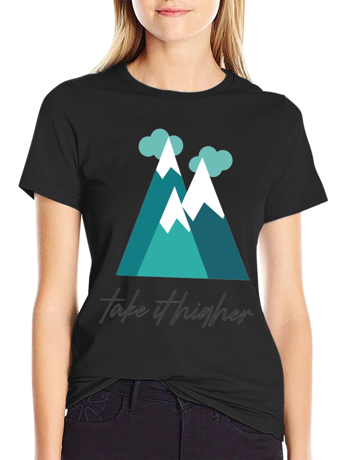 Take It Higher Mountain Tee - Black Graphic T-Shirt