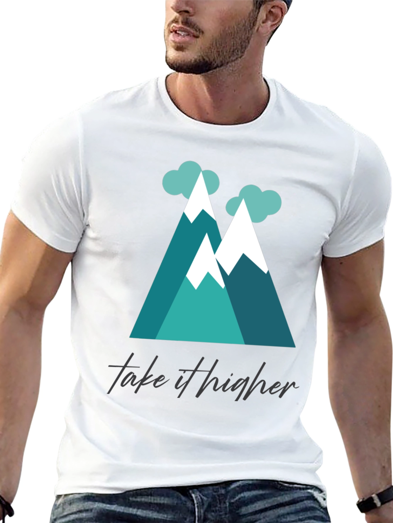 Take It Higher Mountain Tee - Black Graphic T-Shirt