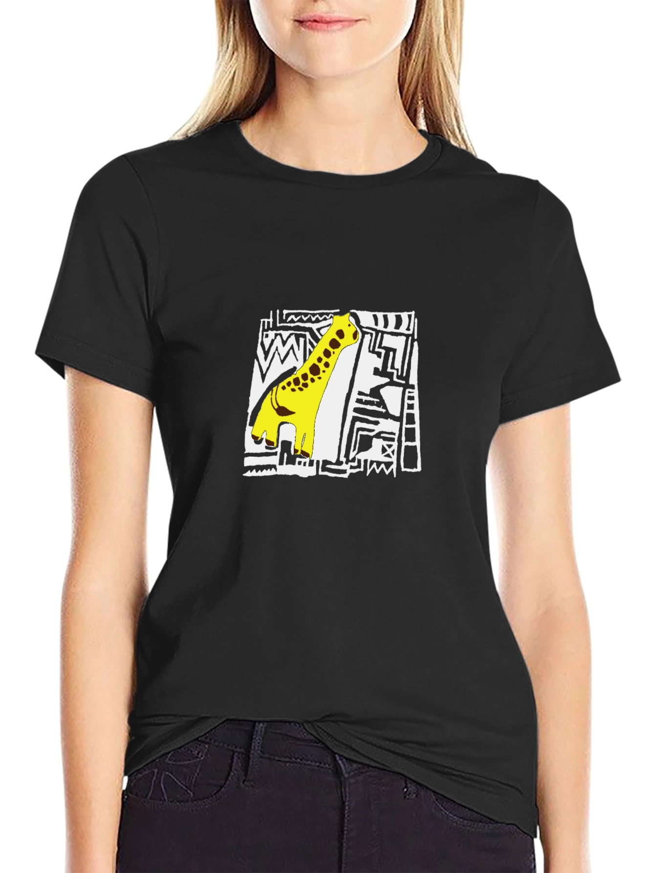 Dino Graphic Tee - Cool Black Cotton T-Shirt