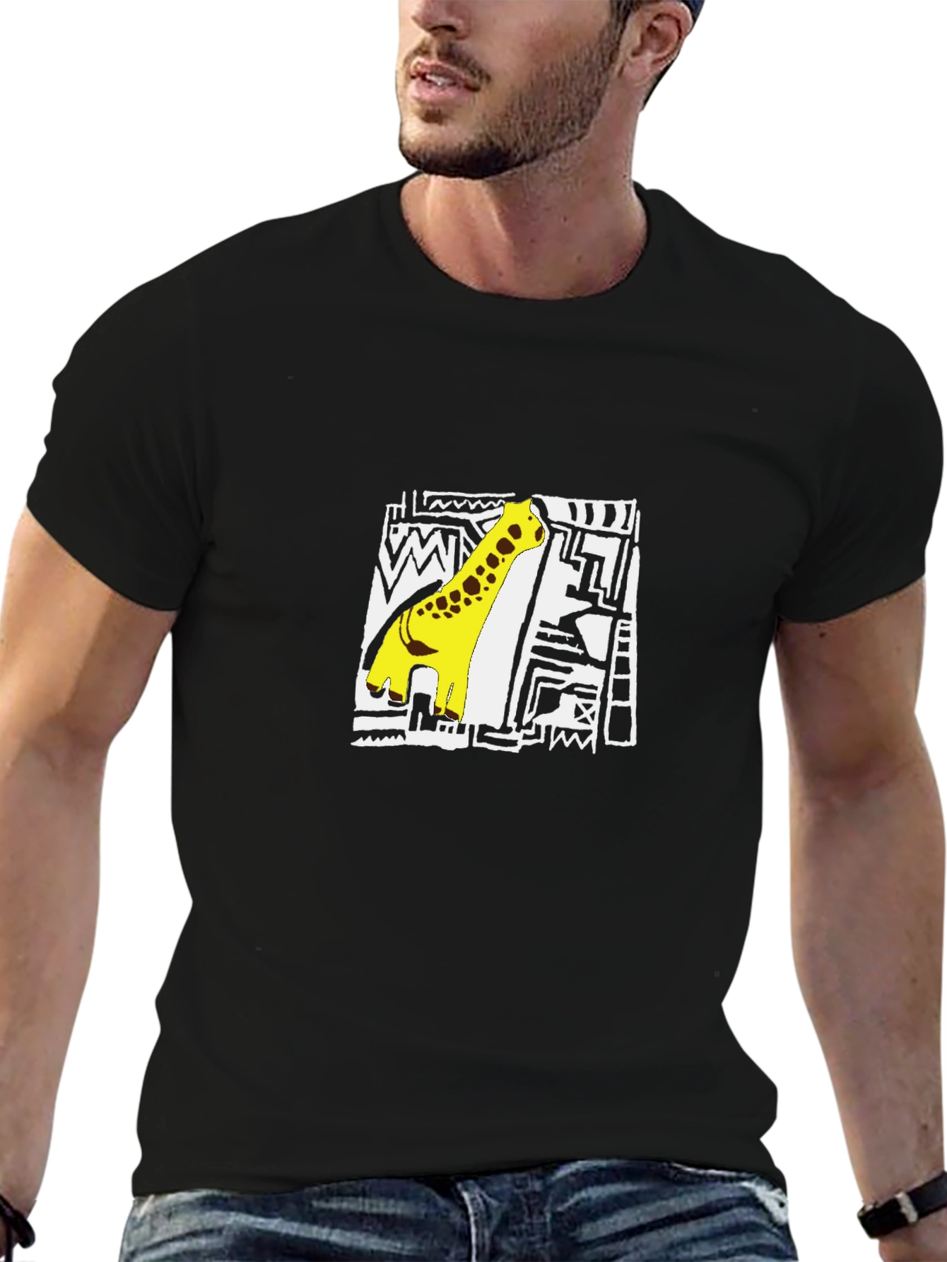 Dino Graphic Tee - Cool Black Cotton T-Shirt