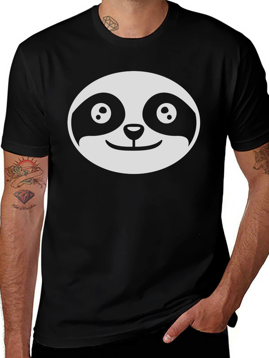 Cute Sloth Face Graphic Black T-Shirt