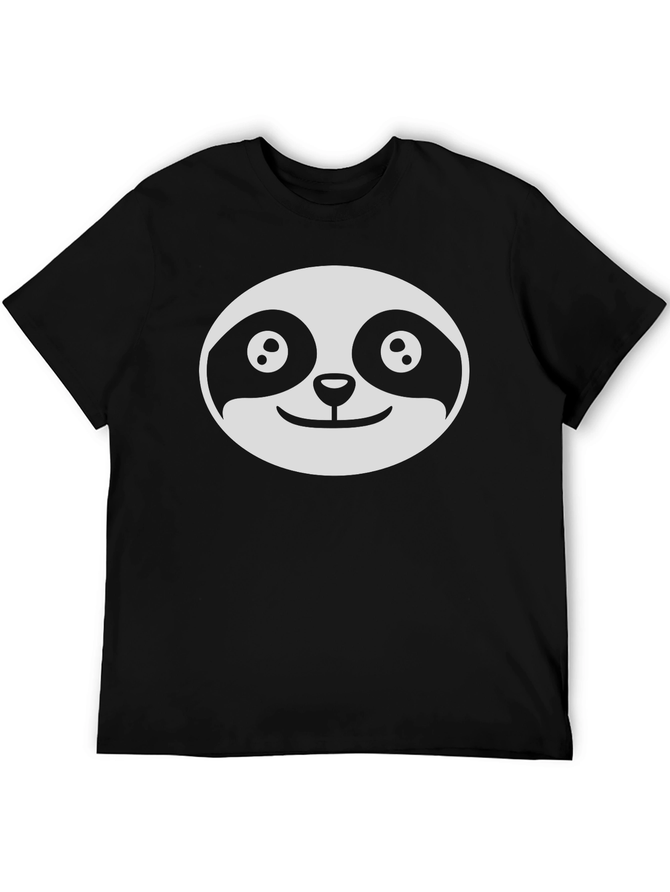Cute Sloth Face Graphic Black T-Shirt