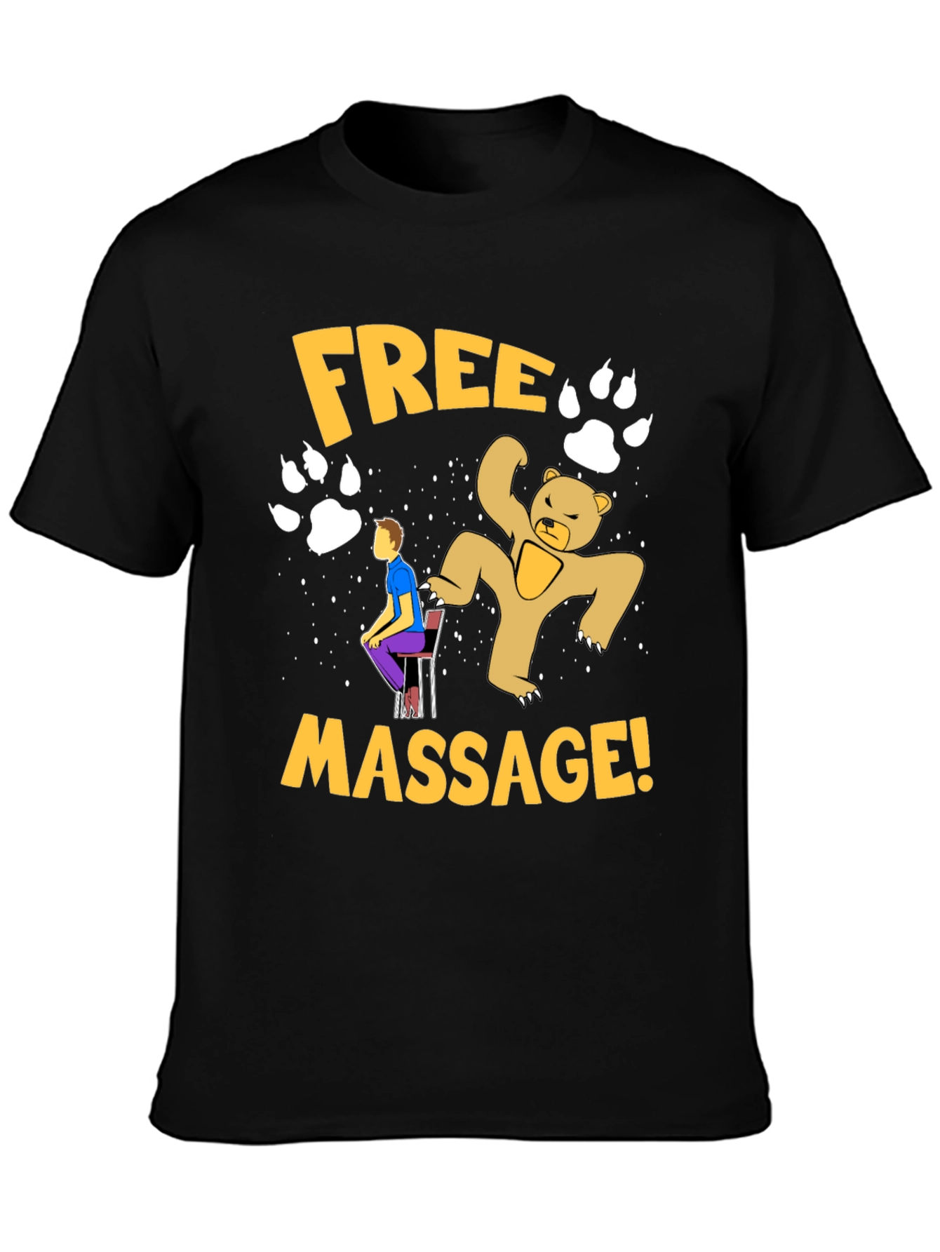 Funny Free Massage Bear Graphic T-Shirt