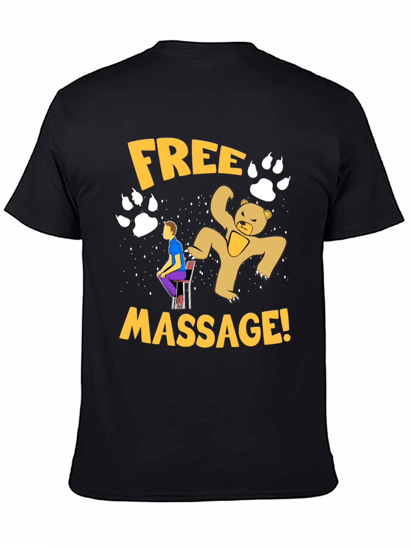 Funny Free Massage Bear Graphic T-Shirt