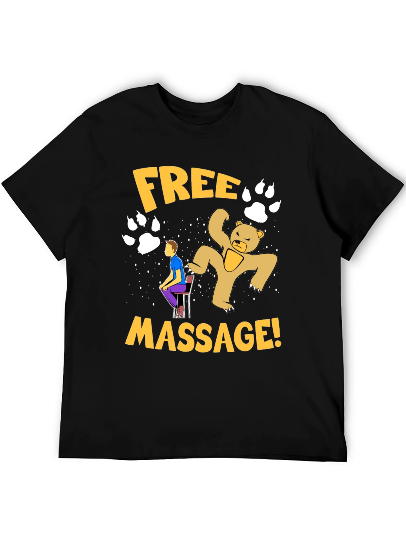 Funny Free Massage Bear Graphic T-Shirt