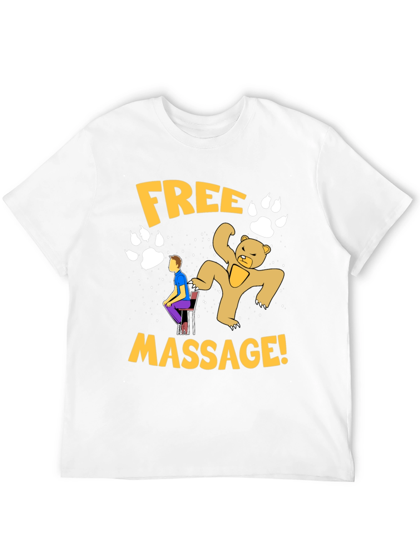 Funny Free Massage Bear Graphic T-Shirt