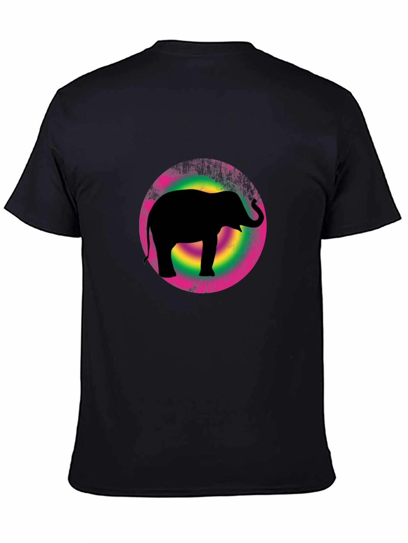 Elephant Silhouette Tee - Retro Circle Design